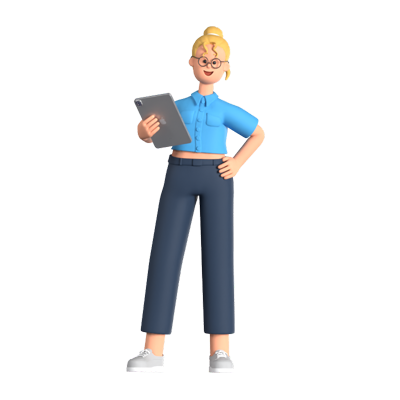 Businesswoman Holding Ipad 3D Illustration 3D Graphic