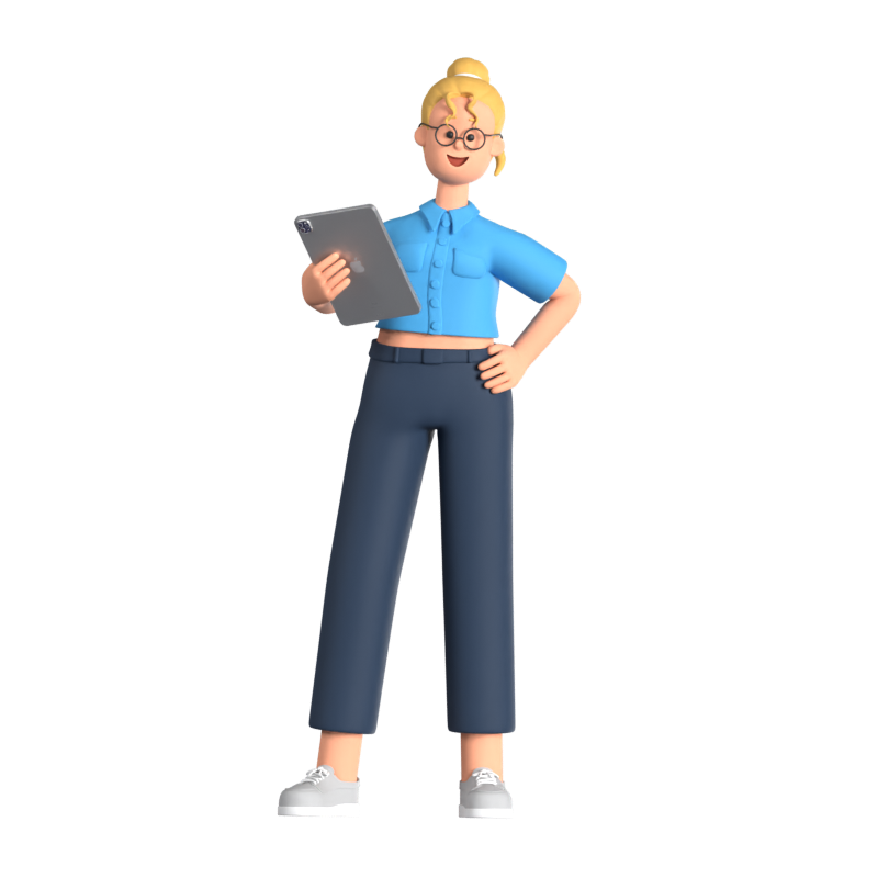 Businesswoman Holding Ipad 3D Illustration 3D Graphic