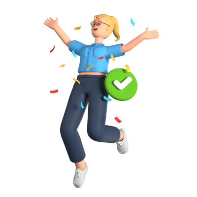 Woman Celebrating Completed Task 3D Illustration 3D Graphic