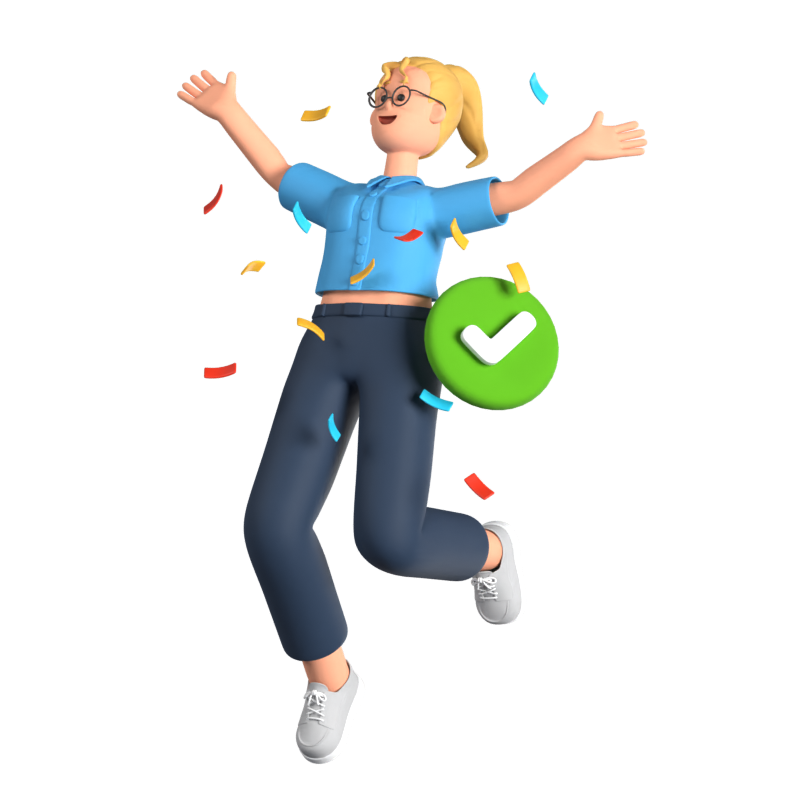 Woman Celebrating Completed Task 3D Illustration 3D Graphic