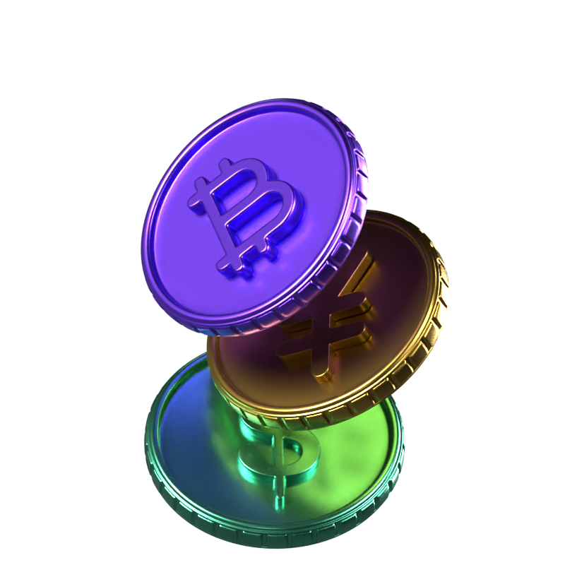 Three Coins Animated 3D Icon 3D Graphic