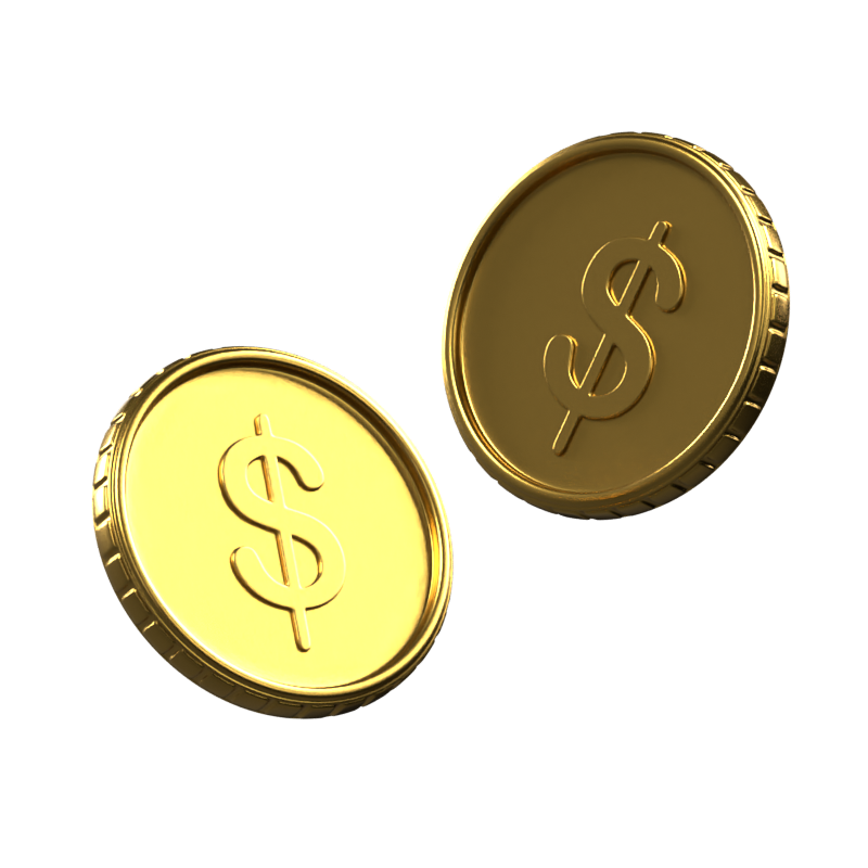 Two Coins Animated 3D Icon 3D Graphic