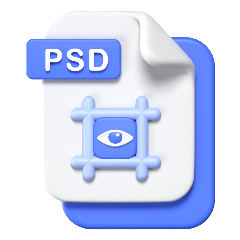 Ícone 3D em formato de arquivo PSD