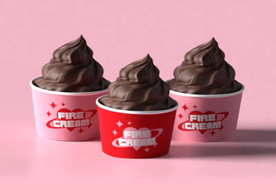 Branding Kit Three Cups Of Ice Cream 3D Mockup 3D Template