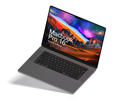 MacBook Pro Silicon Open And Floating 3D Animated Mockup 3D Template