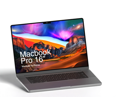 macbook pro silicon open and zoom 3d animated mockup 3D Template