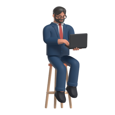 Businessman Sitting On Stool 3D Graphic