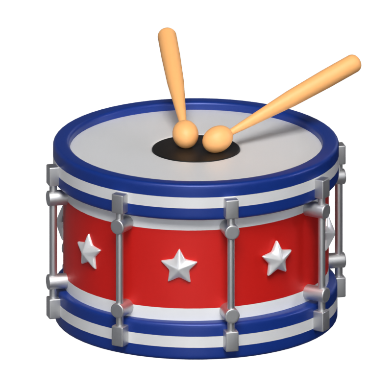 American Themed Drum 3D Model