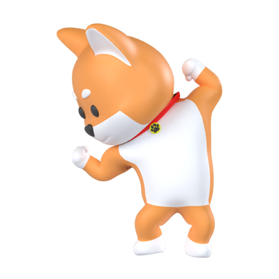 perro shiba inu mostrando músculos 3D Graphic