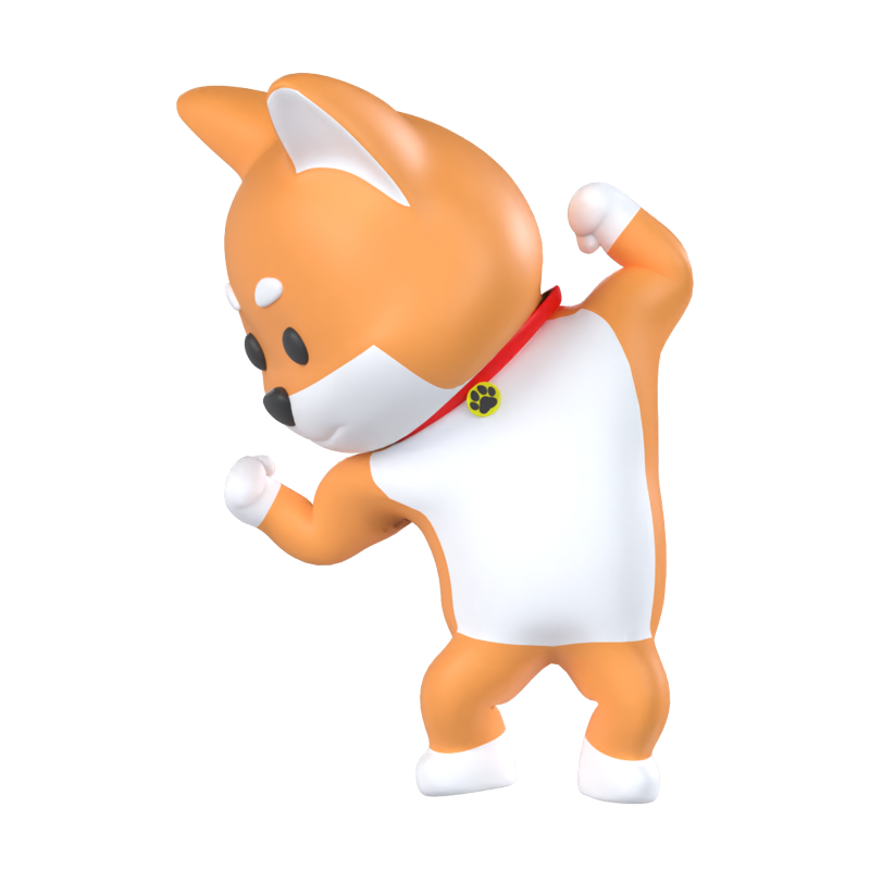 Shiba Inu Dog Showing Muscles 3D Graphic