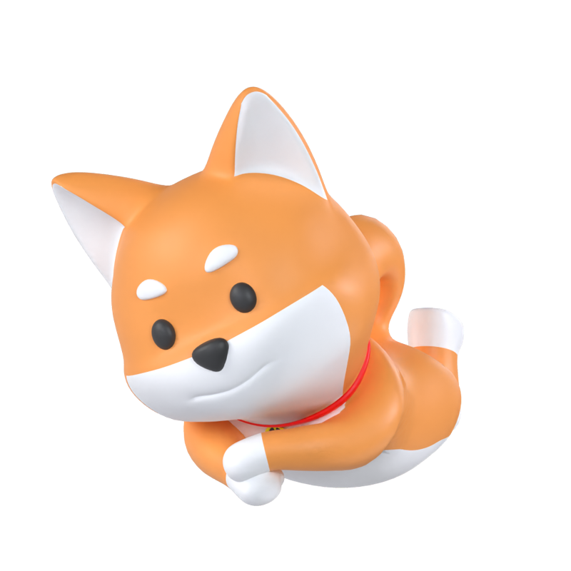 Cão Shiba Inu deitado 3D Graphic