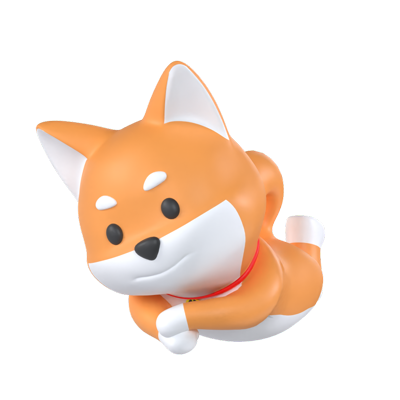 Shiba Inu Dog Lying Down 3D Graphic