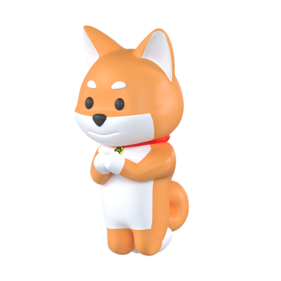 Perro Shiba Inu rezando 3D Graphic