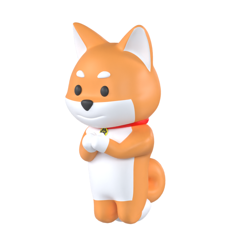 Shiba Inu Dog Praying 3D Graphic