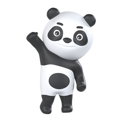 Panda Waving Paw 3D Graphic