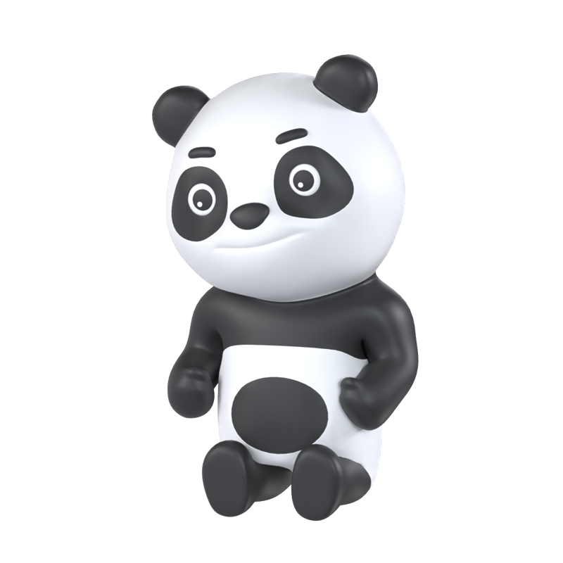 Panda Sitting Tired 3D Graphic