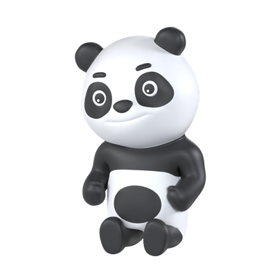 Panda Sitting Tired 3D Graphic