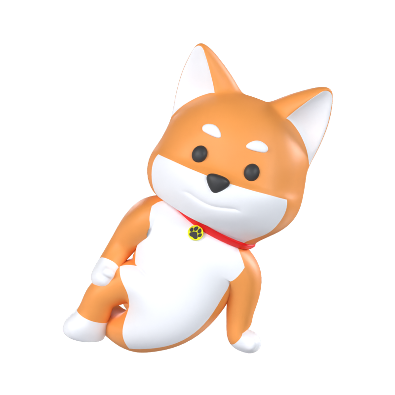 Shiba Inu Dog Relaxed 3D Graphic