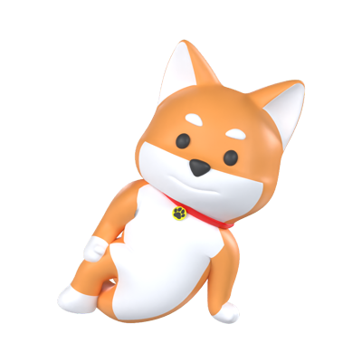 Shiba Inu Dog Relaxed 3D Graphic