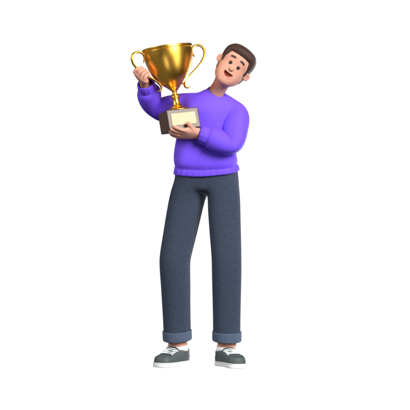 Man Gets Achievement 3D Illustration