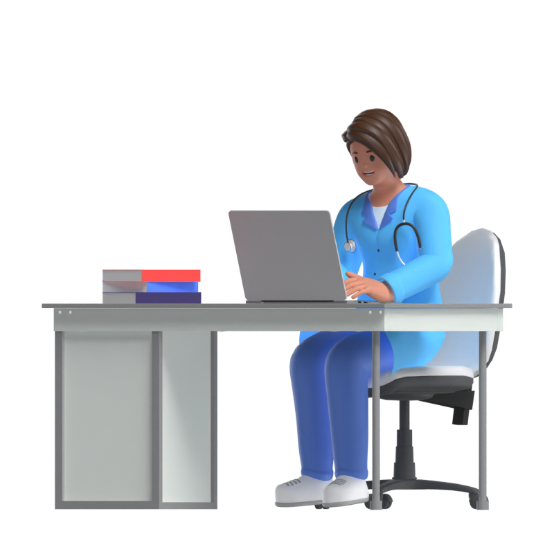 Female Nurse At Desk 3D Illustration 3D Graphic