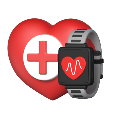 Heart Monitor Watch 3D Graphic