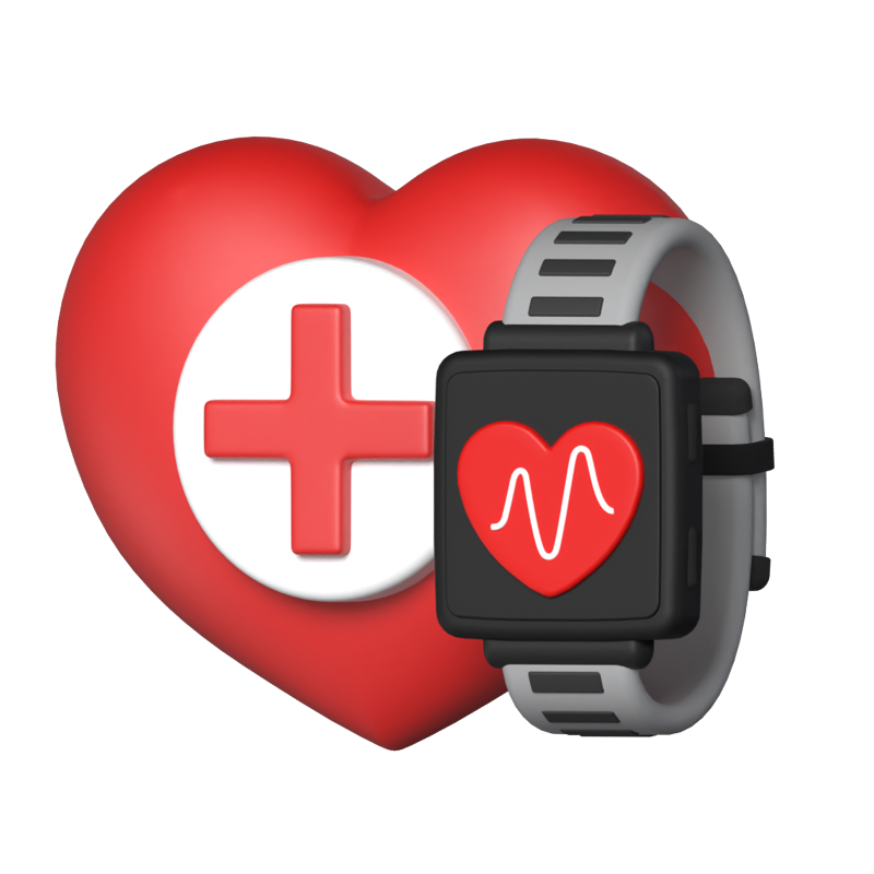 Heart Monitor Watch 3D Graphic