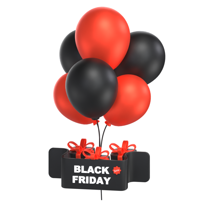 Modelo 3D dos balões da Black Friday 3D Graphic