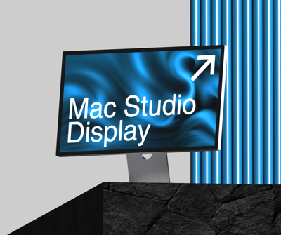 IMac Studio Display Monitor On Podium 3D Mockup 3D Template