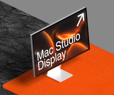 IMac Studio Display Monitor On Podium 3D Mockup 3D Template