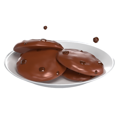 modelo 3d de choco chips no prato 3D Graphic