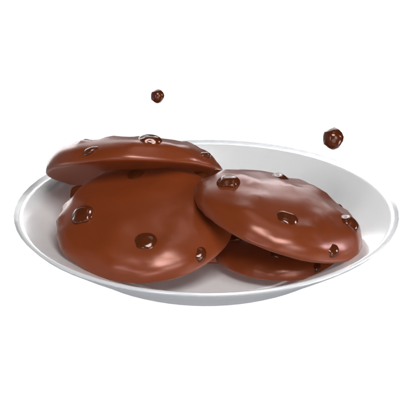 皿の上のチョコチップス 3Dモデル 3D Graphic