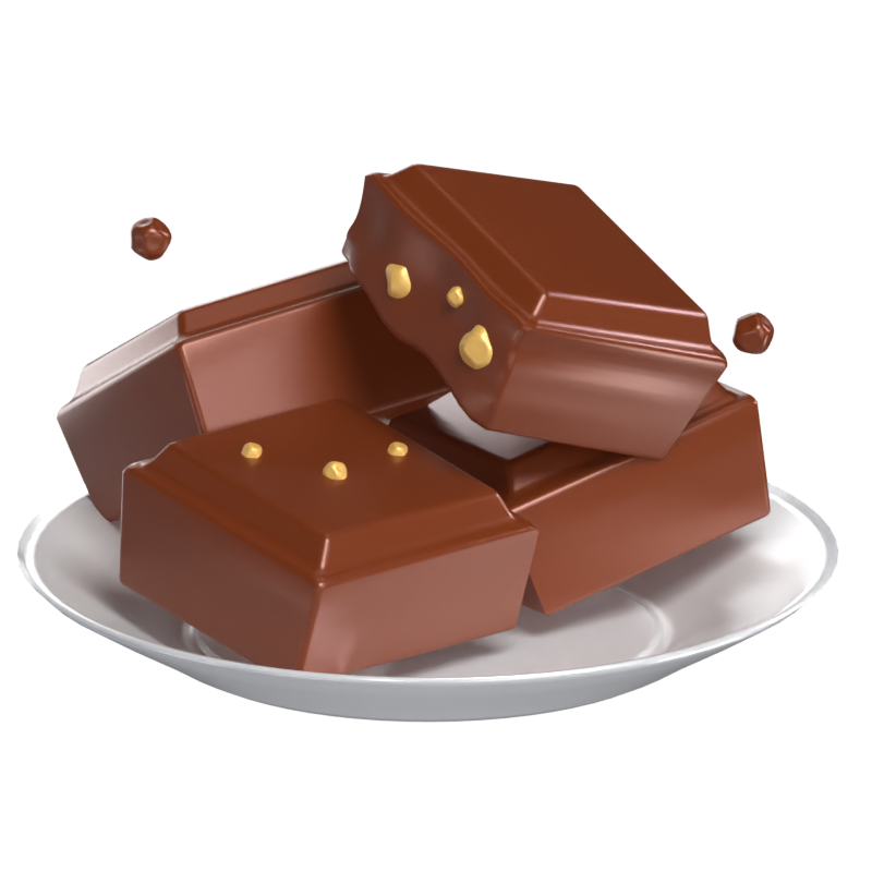 Modelo 3D de Choco Chunks no prato