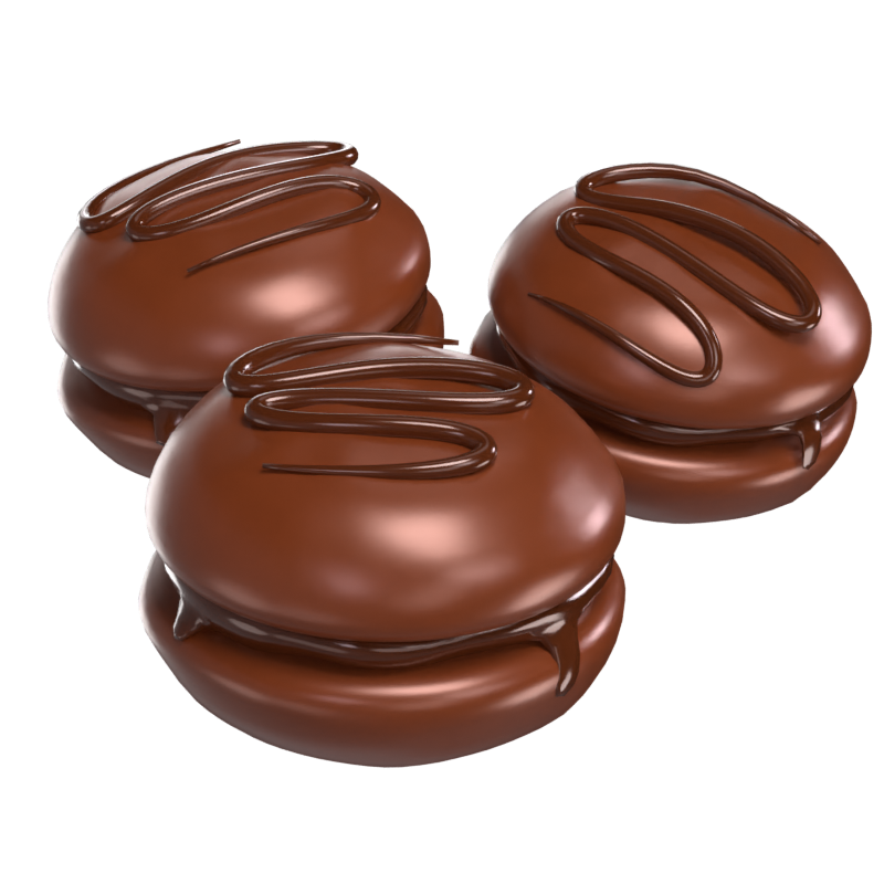 Modelo 3D de macarons de chocolate 3D Graphic