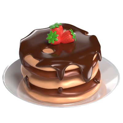 panqueque de chocolate con fresa modelo 3d 3D Graphic