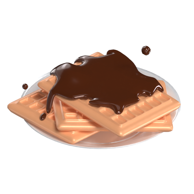 Waffle On Plate 3D Model