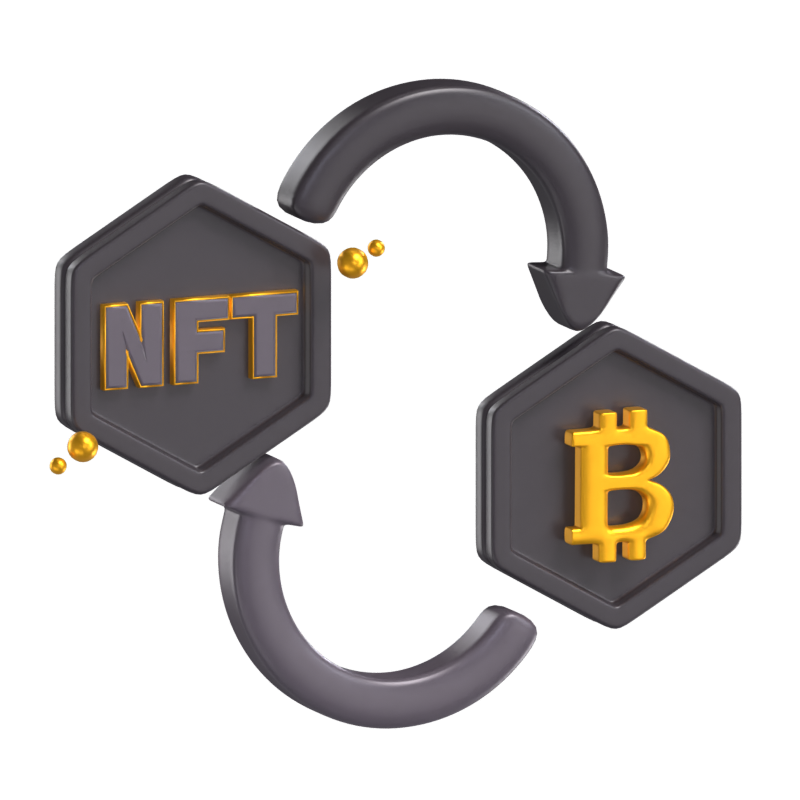 Modelo 3D de Bitcoin de conversão NFT