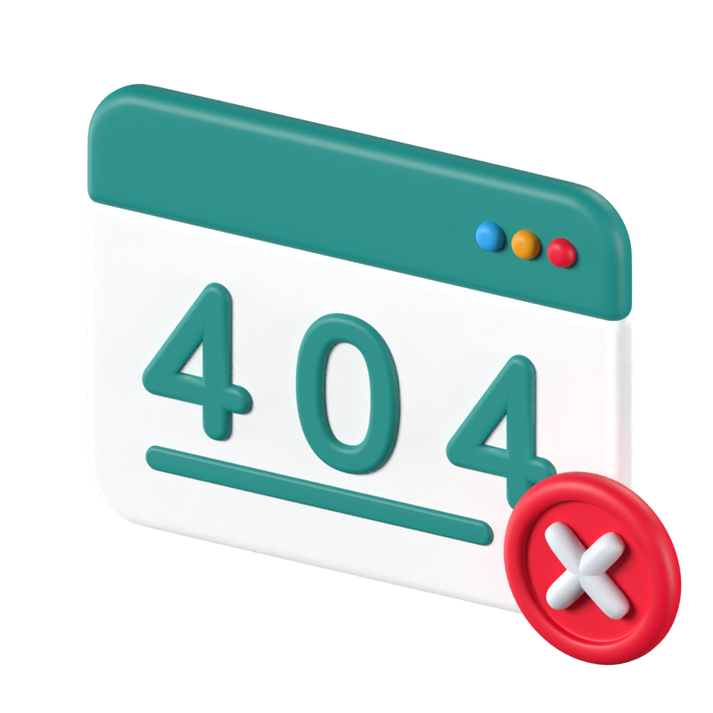 Página 404 Icono animado en 3D 3D Graphic