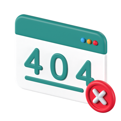 Página 404 Icono animado en 3D 3D Graphic