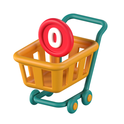 Empty Shopping Cart 3D Animated Icon 3D Graphic