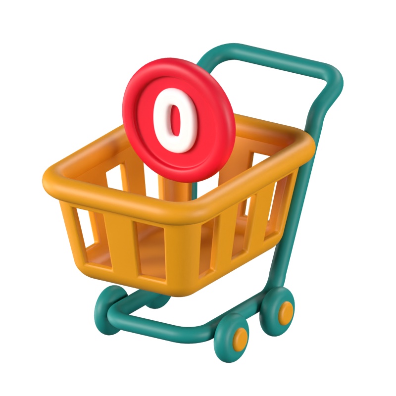 Empty Shopping Cart 3D Animated Icon 3D Graphic