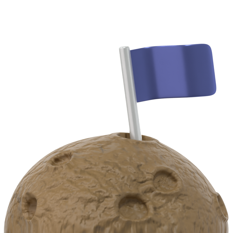 Moon Flag 3D Icon 3D Graphic