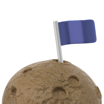 Moon Flag 3D Icon 3D Graphic