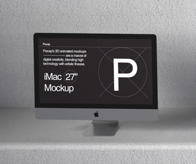 iMac Monitor 27 Inch Mockup 3D On A Podium Minimalism 3D Template