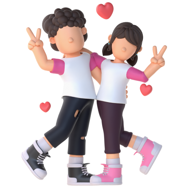 3D Couple Character Stylish Pose