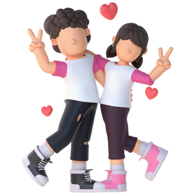 3D Couple Character Stylish Pose 3D Graphic