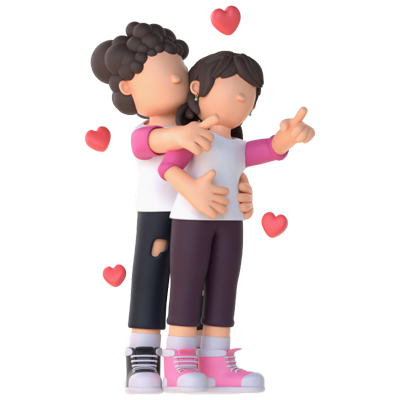 3D Couple Character Pointing Poses 3D Graphic