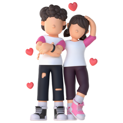 Personaje de Pareja 3D Poses de Estilo Mutuo 3D Graphic