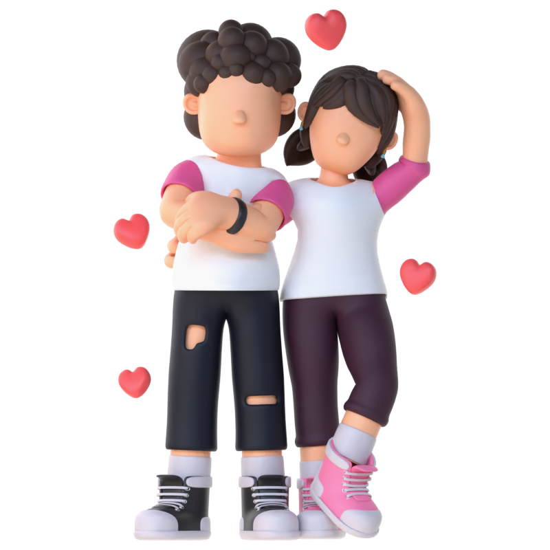 Personaje de Pareja 3D Poses de Estilo Mutuo 3D Graphic