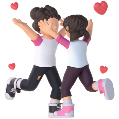 3D Couple Character Happy Pose 3D Graphic